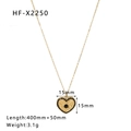 Collier en acier inoxydable doré avec pendentif cœur orné d'un œil en pierre noire - 18K (HF-X2250) / Doré