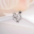 Pendiente corazón de espinas plateado con estrellas y circonita de gota fina - Marco Plateado Con Circonita Blanca (Pieza Única)