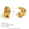 Hollow geometric C-shaped hoop earrings in 18K gold plated stainless steel - Hollow Line C-Shape Stud Earrings - Gold