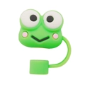Green cartoon frog silicone straw topper cap for 10mm tumbler straws in variant style - Green Cartoon Frog Style (3)