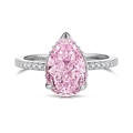 Anello in argento S925 con una pietra di zirconia rosa a forma di pera e goccia d'acqua - US 5 / Argento-Rosa
