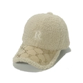 Beige lamswollen honkbalpet met R-borduurwerk en gestructureerde klep voor dames - M (56-58cm) / Beige