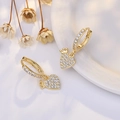 Elegant S925 sterling silver gold-plated heart crown earrings with sparkling white cubic zirconia - Heart Hook (NN389)