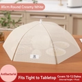Cloche alimentaire pliable blanc crème, 80cm de diamètre pour 10-12 plats, maille fine - Amélioré Grand Rond 80cm / Blanc Cassé