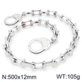 Silver stainless steel punk link necklace with handcuff clasp, 500x12mm 105g weight - 50cm Silver Necklace (KN296733-Z)