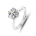 Close-up of sparkling 2 carat moissanite set in a classic six-prong S925 silver ring - US 5 / FDJZ-026-Moissanite (D Color)
