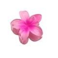 Pink gradient Plumeria flower hair claw clip with transparent glitter finish - Frangipani Hair Clip / Rose Red