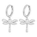 Orecchini a cerchio in acciaio argento con pendenti a libellula per donne eleganti - Libellula / Color Acciaio