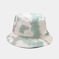 Bob en coton avec motif tie-dye vert et blanc au style streetwear réversible - M (56-58cm) / Réversible / Tie-Dye Vert Gris Blanc (13#)