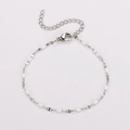 Dettaglio della catena in acciaio inossidabile argento con perline smaltate bianche - Argento + Smalto Bianco