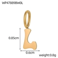 Detailed view of golden letter L pendant with dimensions 0.85cm height and 0.6cm width - Letter-L / Gold