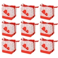 Set di 9 scatole per caramelle bianche a doppio cuore con fiocchi rossi per bomboniere - Rosso