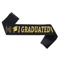 Écharpe de remise de diplôme 2025 en satin noir avec lettrage et icônes dorés - Écharpe de Graduation en Satin Noir - Promo 2025 J'ai mon diplôme (Bandoulière 13)