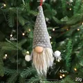 Handmade Christmas gnome pendant with grey star hat and long beard on holiday tree - Style F (Grey Cross Star Hat / Wood Nose / 19x9cm)