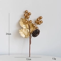 24cm Weihnachtszweig mit goldenen Beeren und Kiefernzapfen für Festtagsdeko - Stil D (Goldene Beeren Kiefernzapfen)