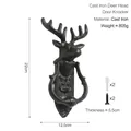 Vintage dark cast iron deer head door knocker measuring 22cm x 12.5cm with hardware - Vintage Bronze