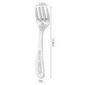 304 stainless steel dessert fork with smiley face design and dimensions shown - Smiley Face Four-Prong Fork