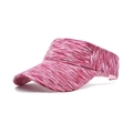 Detail of red and white melange knit sun visor hat with curved brim for sports - M (56-58cm) / Red