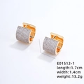 U-shaped golden heart earrings with micro-set zircons and elegant sparkling finish - 9 Rows 14 Stones-Gold White Zircon