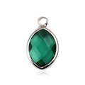 Marquise cut emerald glass pendant with silver plated bezel and bail for DIY jewelry - Silver - May