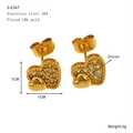 Golden heart earrings made of 304 stainless steel with 18k gold plating and zircon - Heart Zircon Style (S-E267)