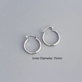 Minimalist S925 sterling silver hoop earrings with 15mm inner diameter in silver finish - Inner Diameter 15mm / White Gold