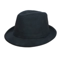 Detalle de sombrero fedora de lana negro con corona clásica hundida y banda decorativa a tono - 56cm (Talla Única) / Negro