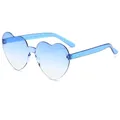 Blue heart-shaped rimless sunglasses with gradient lenses and matching temples - Gradient Blue