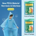Poncho antipioggia per bambini azzurro in PEVA spesso con cappuccio e coulisse - Poncho Impermeabile per Bambini / Blu