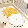 Oil painting style yellow and white flower shaped absorbent non-slip bath mat for bathroom - 40*60cm Absorbent Leather / Orange Yellow Large Flower