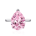 Eleganter Ring mit birnenförmigem rosa Edelstein und verstellbarer offener Ringschiene - Einstellbar Offen / Rosa Zirkon