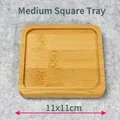 Square 11x11cm natural bamboo wood coaster tray base for DIY mosaic and succulent pots - 11cm Square Tray