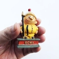 Handcrafted resin souvenir magnet featuring a cartoon Roman soldier with gold ROMA text - Rome Spear Warrior