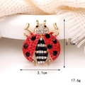 Detail view of ladybug brooch showing 3.7cm height and 3.1cm width dimensions - Ladybug Red