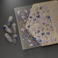 5D geprägte Schmetterling Nagelaufkleber mit lila Blumen und goldener Reliefoptik - Paarse Bloem Vlinder (CO-293)
