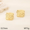 Golden square stud earrings with vortex relief texture and vintage metallic finish - Style D-Square Swirl (KE113736-KFC)
