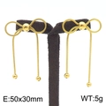 Elegantes pendientes de mariposa dorados con lazo de cadena y borlas metálicas colgantes - Estilo A Borla Lazo (KE113923-KFC) / Dorado