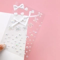 DIY fairy eye makeup stickers set with white bows and iridescent heart rhinestones - White Bow Rhinestones (BJA-652)