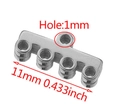 11mm silver stainless steel 5-hole connector for multi-strand jewelry designs - 4-strand / Steel