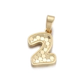 Minimalist golden number 2 pendant with round dot texture and glossy metallic finish - Number 2