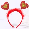 Sparkling red sequin heart headband with feathers and gold accents for party decor - Style 21