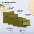 Olive green velvet snap button jewelry pouches available in five different sizes - Fruit Green (Butterfly Mouth) / 8*10cm