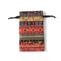 Ethnic style colorful drawstring storage bag with geometric patterns for hair accessories - Storage Bag / Ethnic Red