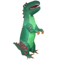 Green inflatable T-Rex costume with red spots and yellow spikes for parties - Dark Green Backspining Dragon / One Size