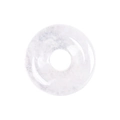 Translucent white crystal donut pendant with smooth round donut shape for jewelry making - White Crystal