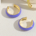 Minimalist purple enamel C-shaped ear cuff with golden metal base and vibrant finish - Purple