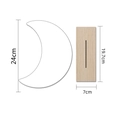 Moon shaped acrylic decorative lamp on wooden base measuring 24cm in height - Moon Shape + Base