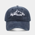 Gorra de béisbol vintage de algodón lavado azul marino con bordado de montaña - Ajustable / Azul marino