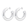 Polierte silberne hohle C-förmige Creolen für Damen im Edelstahl-Stil - 5.0*25mm / Stahlfarbe