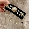 Elegant black hairpin with gold metal butterfly pendants and shiny rhinestone tassels - Gold Sunflower Rhinestone Tassel BB Clip